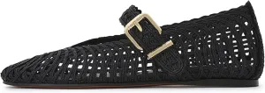 Crochet Shoes for Women Comfortable Ballet Flats with Breathable Embroidery Thread Round Toe Pull-On Design Fashionable Footwear