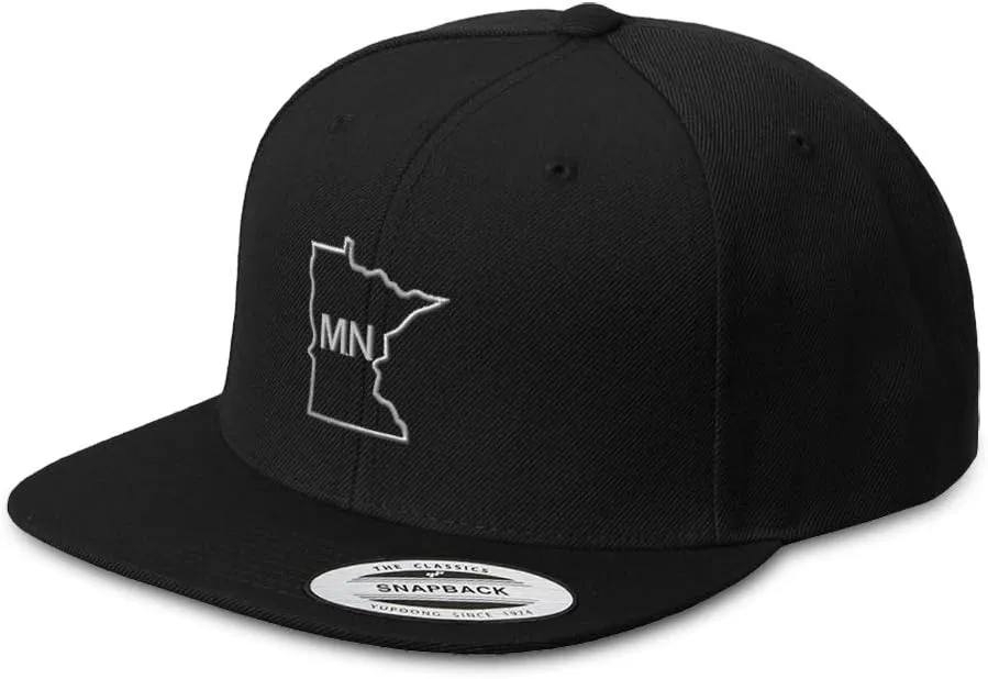 Custom Snapback Hats for Men & Women Minnesota State Map Mn Embroidery Acrylic