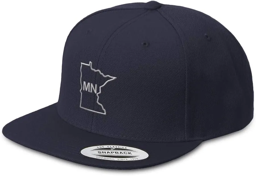 Custom Snapback Hats for Men & Women Minnesota State Map Mn Embroidery Acrylic