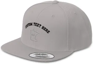 Custom Snapback Hats for Men & Women Minnesota State Map Mn Embroidery Acrylic