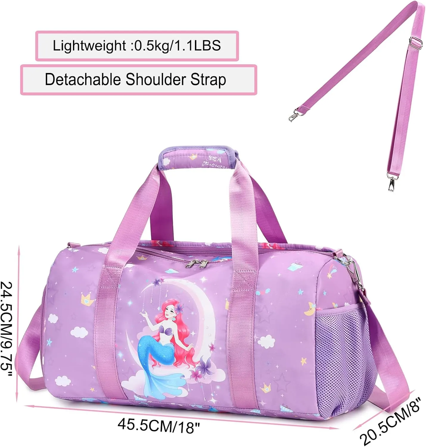 Dance Bag for Girls Duffle Bag Gymnastics Gym Bag Overnight Travel Bag Sports Ballet Bag Weekender Sleepover Carry On Bag with Shoes Compartment
