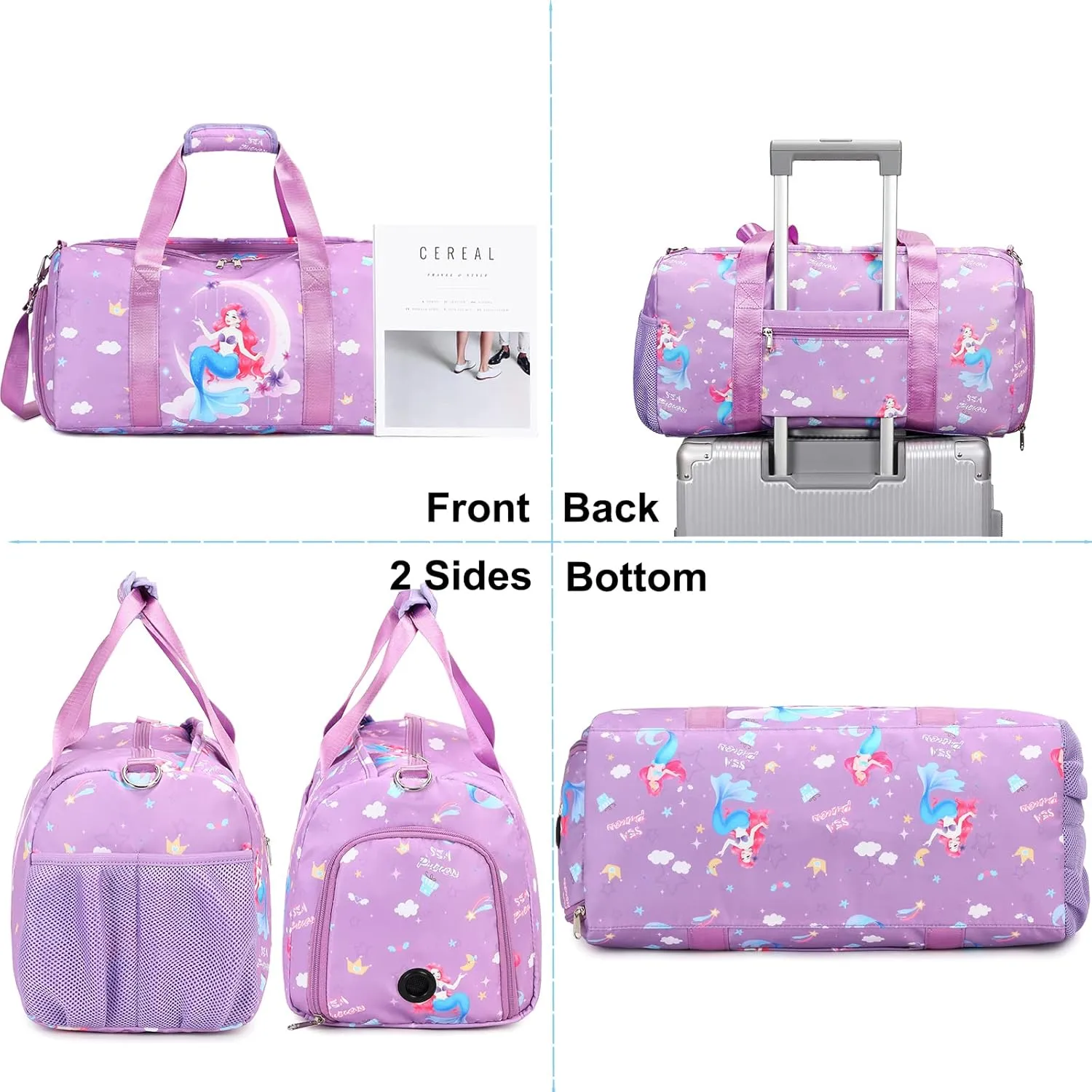 Dance Bag for Girls Duffle Bag Gymnastics Gym Bag Overnight Travel Bag Sports Ballet Bag Weekender Sleepover Carry On Bag with Shoes Compartment