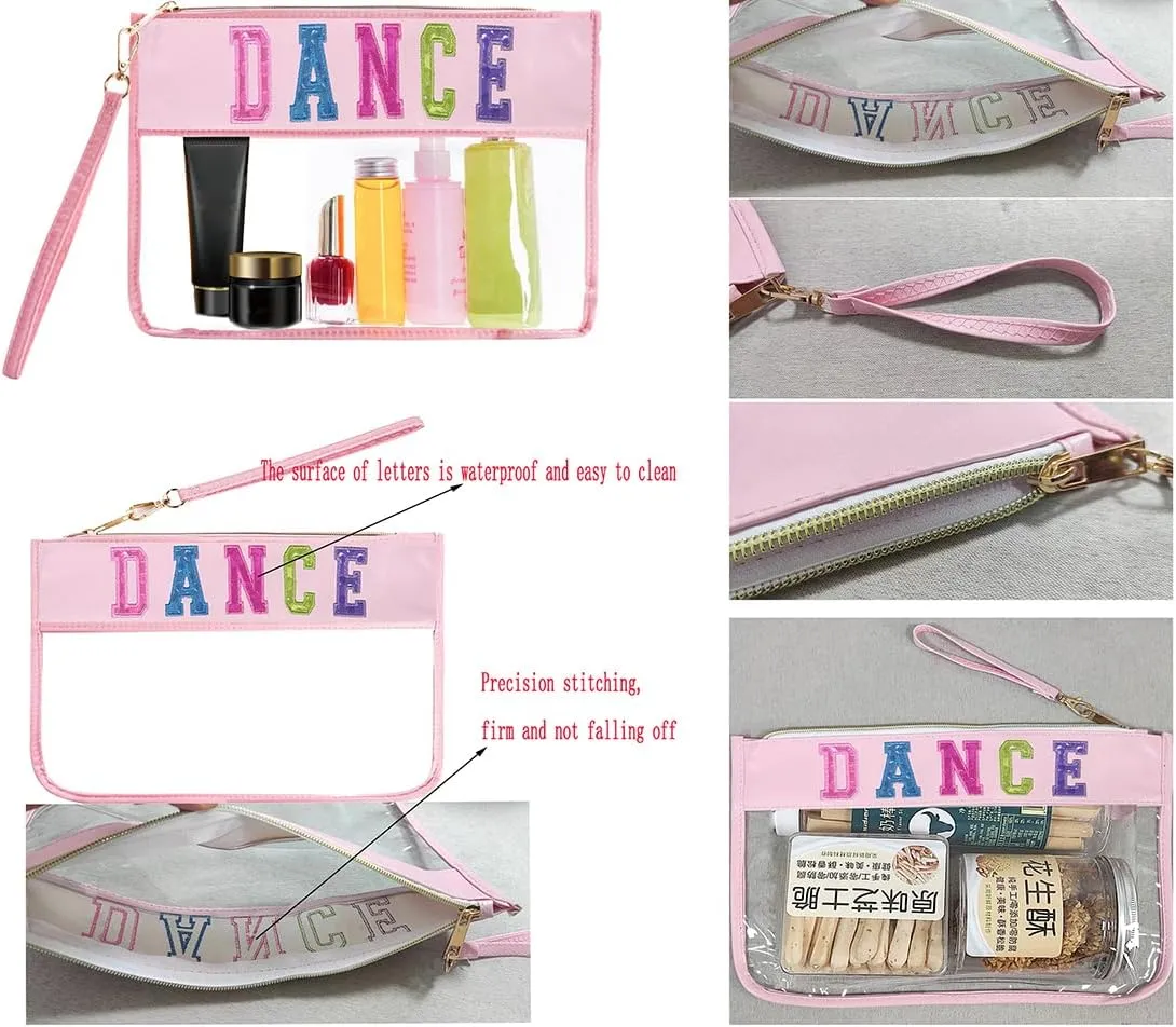 Dance Duffle Bag for Girls, Kids Toy Storage Bag,Weekend Bag,Overnight Bag,Gymnastics bag 17""Lx9""Wx9""H (Rose set-clear letter bag)