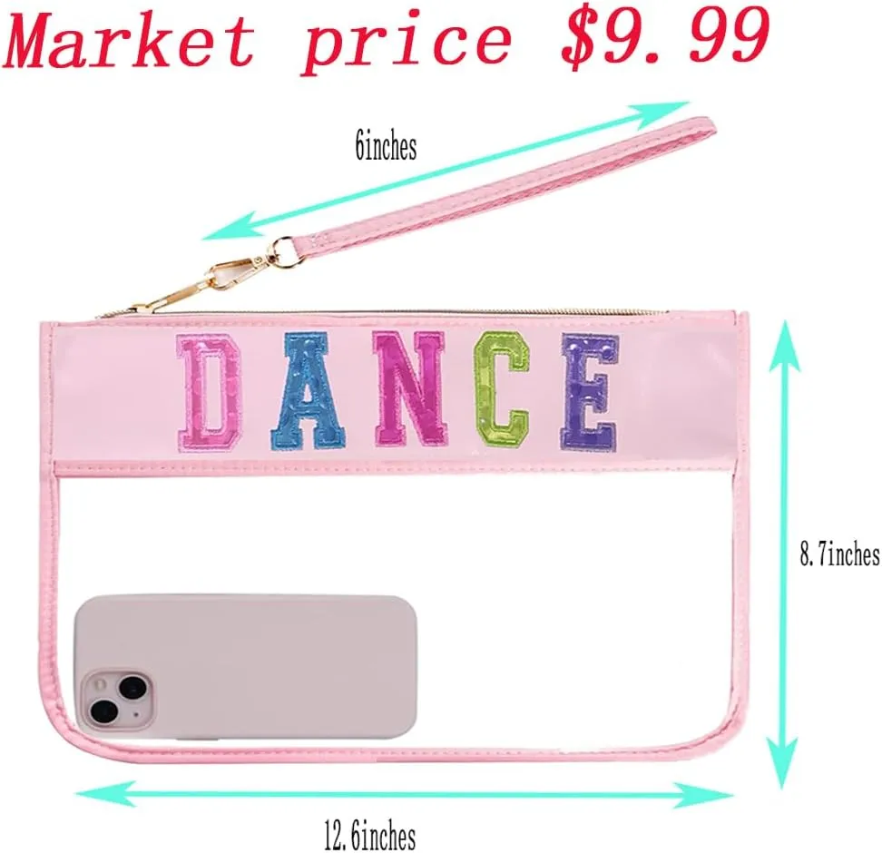 Dance Duffle Bag for Girls, Kids Toy Storage Bag,Weekend Bag,Overnight Bag,Gymnastics bag 17""Lx9""Wx9""H (Rose set-clear letter bag)
