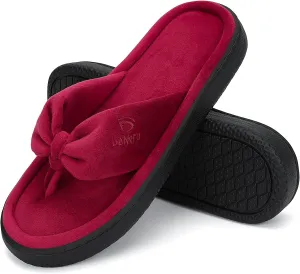 Dannto Women's House Slippers Memory Foam Flip Flops Thong Indoor Shoes Open Toe