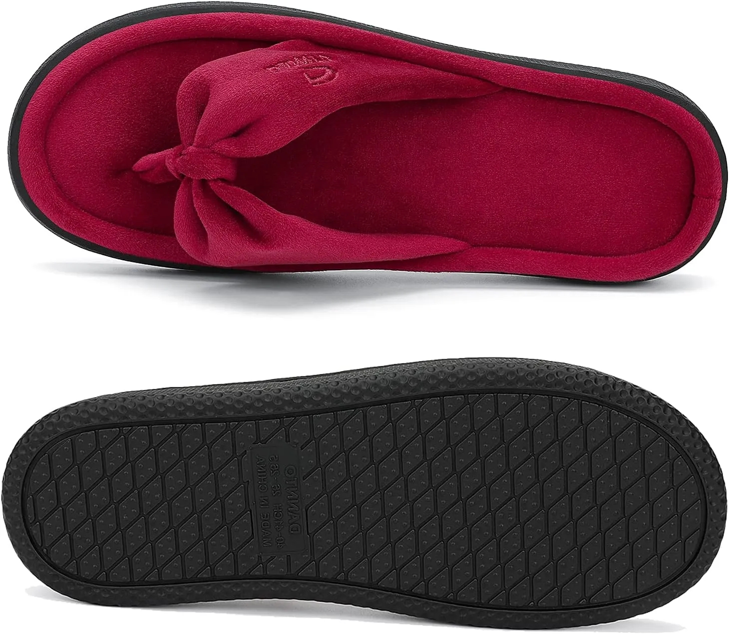 Dannto Women's House Slippers Memory Foam Flip Flops Thong Indoor Shoes Open Toe