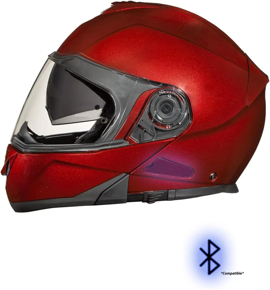 Daytona Helmets Glide Modular Motorcycle Helmet - DOT Approved Flip Up Motorcycle Helmet - Bluetooth Ready Full Face Motorcycle Helmet with Dual Visors for Men, Women & Youth