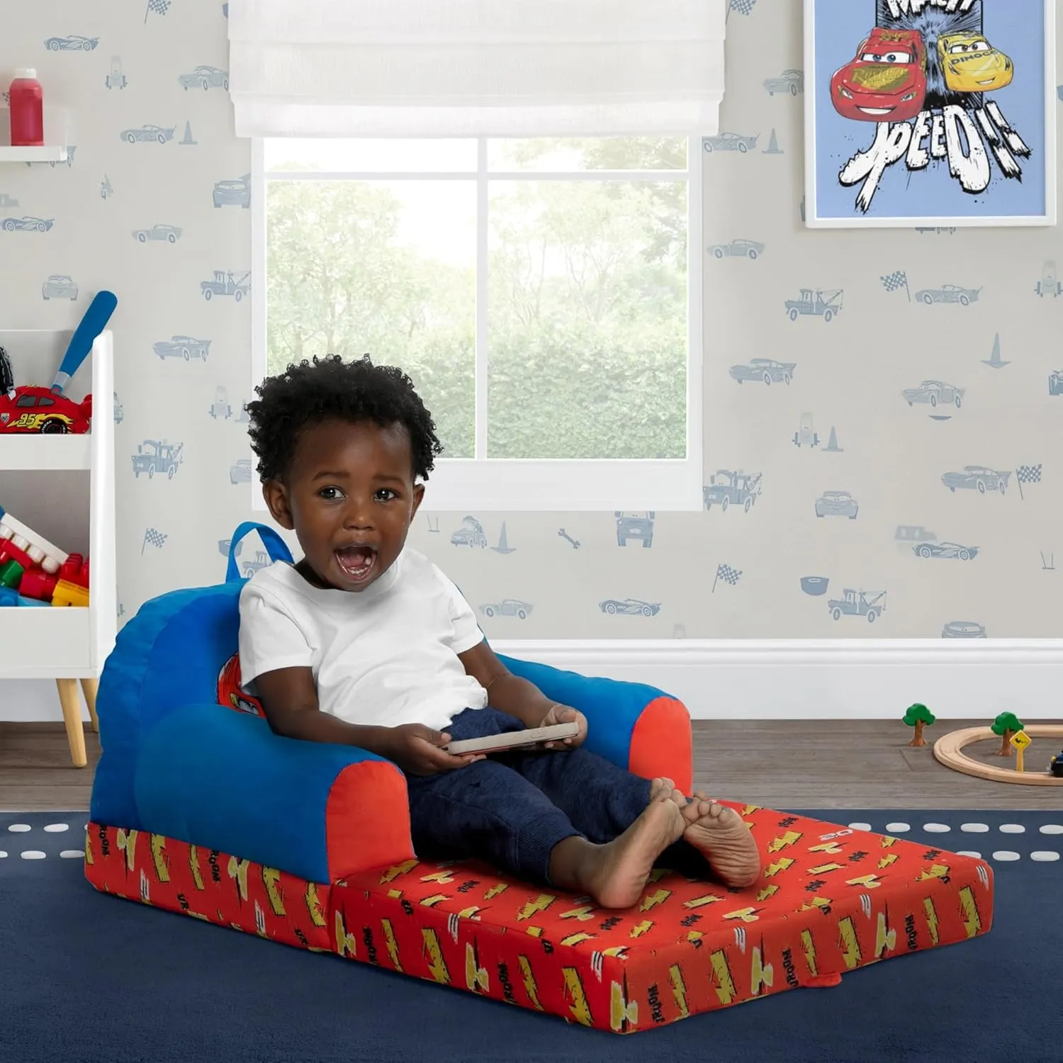 Delta Children - Cars Cozee Buddy Flip-Out Kids Chair, Blue