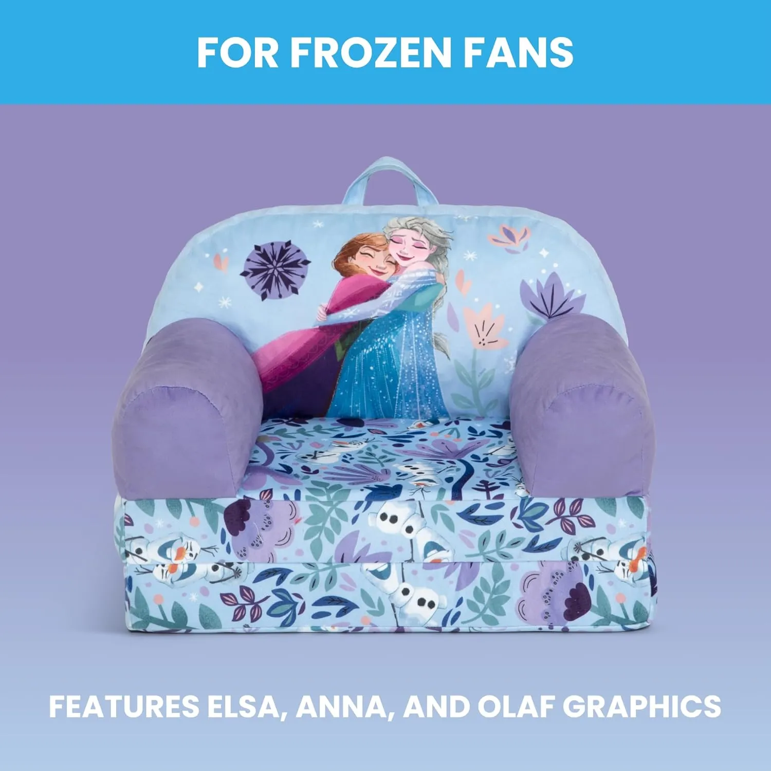 Delta Children - Disney Frozen Cozee Buddy Flip-Out Kids Chair, Purple