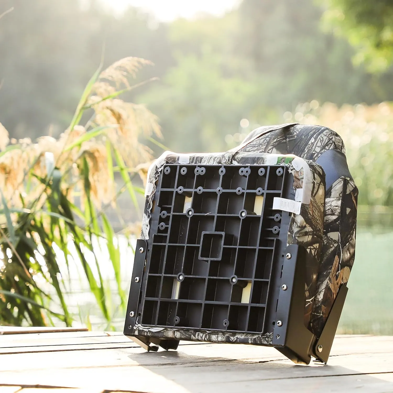 Deluxe Camo High Back Folding Fishing Boat Seat,Stainless Steel Screws Included