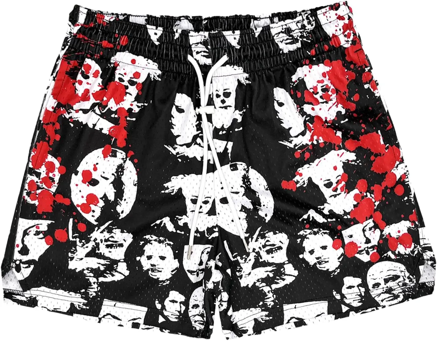 DIOTSR Mens Graphic Print Shorts Cool Mesh Basketball Shorts Casual Flat Front Shorts Summer Drawstring