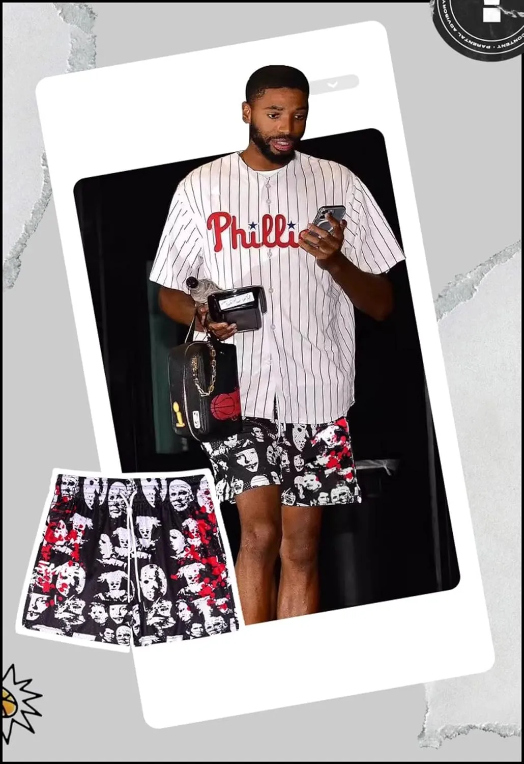 DIOTSR Mens Graphic Print Shorts Cool Mesh Basketball Shorts Casual Flat Front Shorts Summer Drawstring