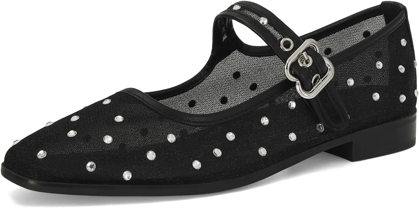 DOEYG Mesh Ballet Flats Shoes for Women Leopard Animal Print Mary Jane Flats Shoes Square Toe Dress Casual Comfortable Velvet Ballerina Shoes