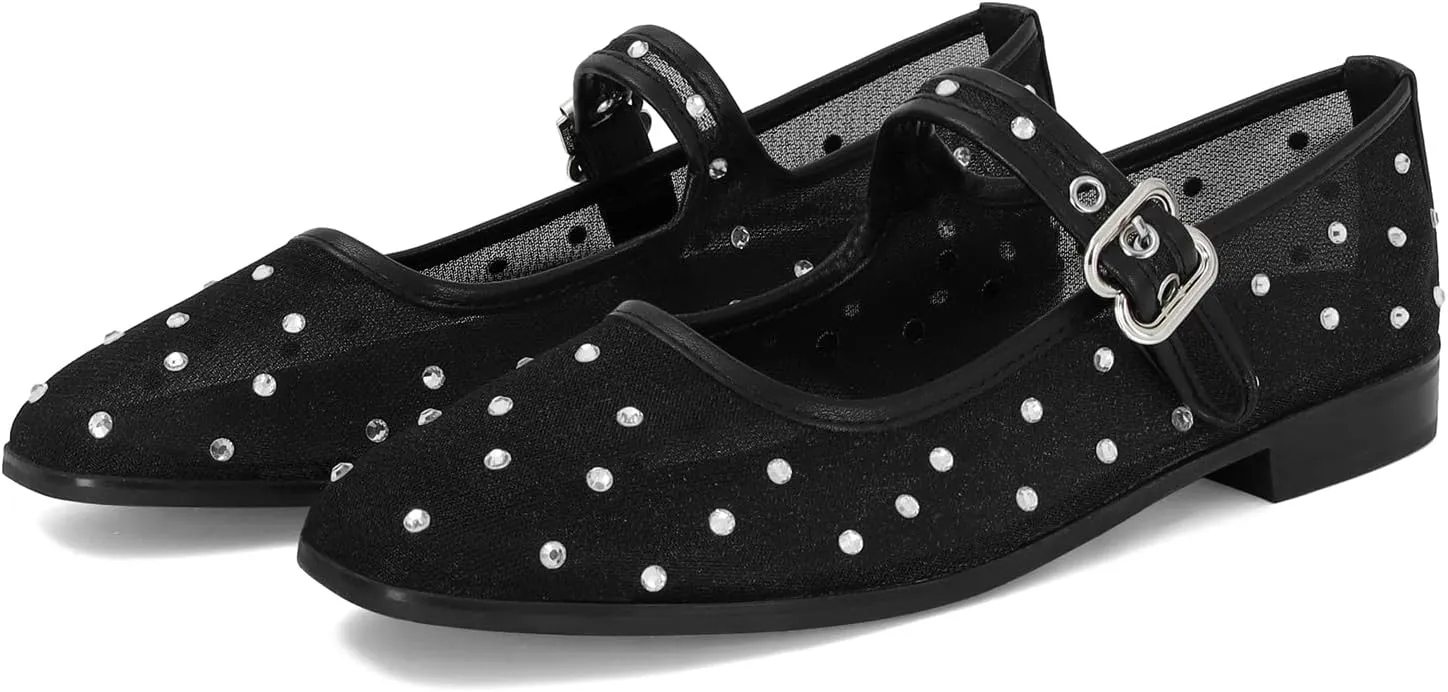 DOEYG Mesh Ballet Flats Shoes for Women Leopard Animal Print Mary Jane Flats Shoes Square Toe Dress Casual Comfortable Velvet Ballerina Shoes