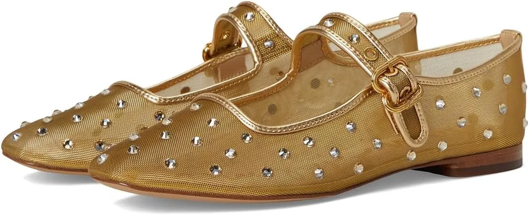 DOEYG Mesh Ballet Flats Shoes for Women Leopard Animal Print Mary Jane Flats Shoes Square Toe Dress Casual Comfortable Velvet Ballerina Shoes