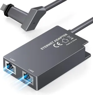 Dual-Port Starlink Ethernet Adapter for Gen 2 (2 Devices), 1Gbps High-Speed Networking with Enhanced Stability, Starlink V2 Accessories Internet Satellite Kit for Home Office/Gaming/Streaming
