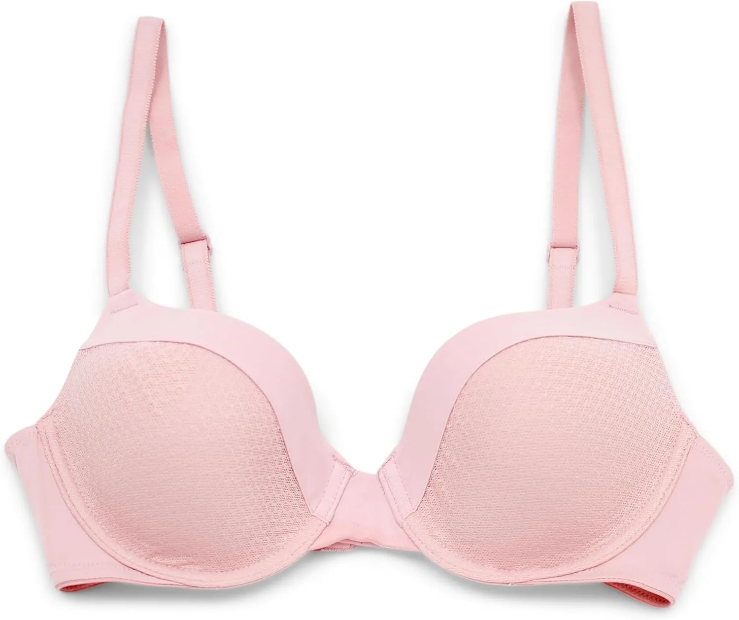 ELLEN TRACY Everyday T-Shirt Bra with Underwire - Solid and Textured Mesh Overlay - 2-Pack Multipack
