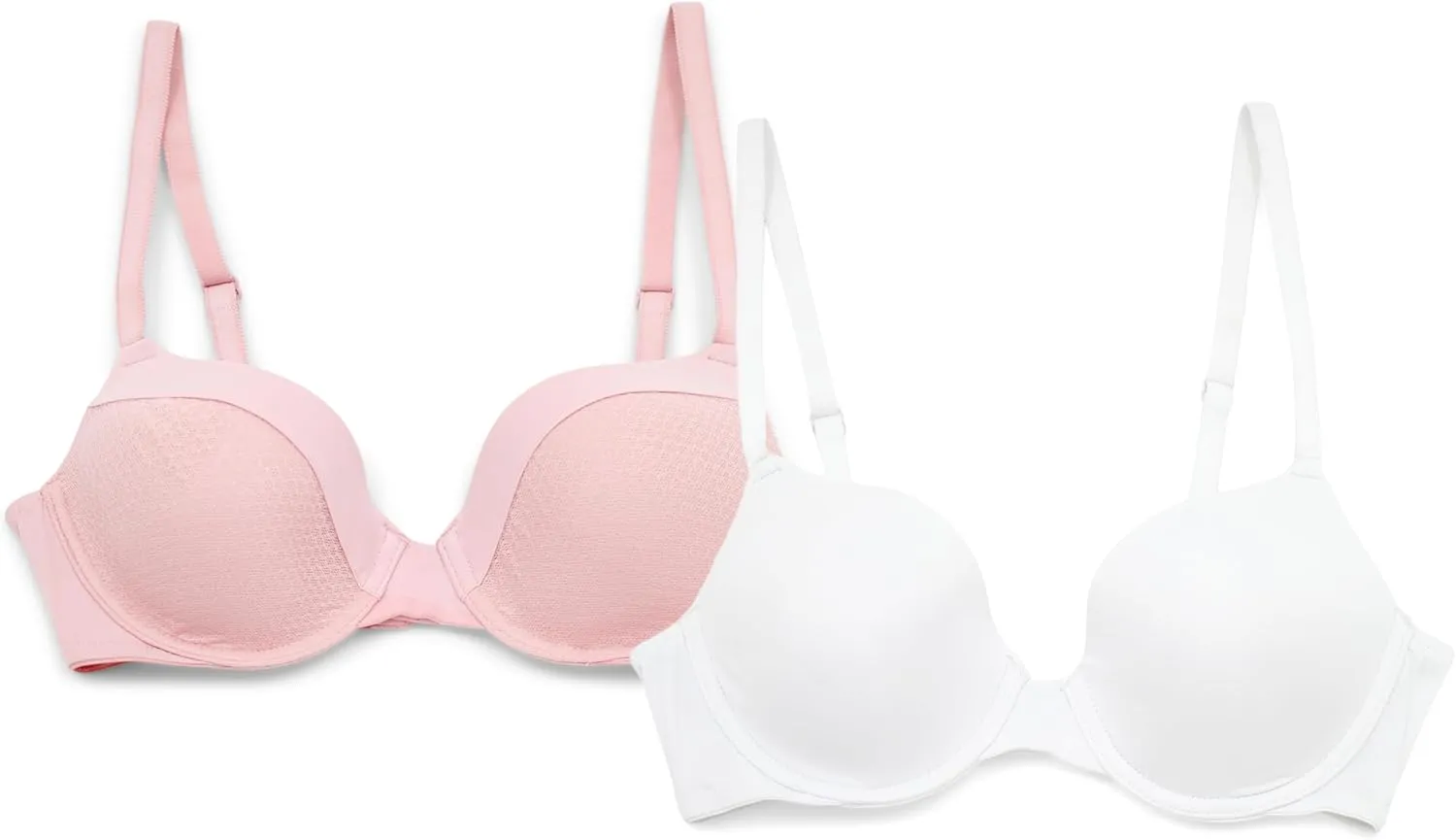 ELLEN TRACY Everyday T-Shirt Bra with Underwire - Solid and Textured Mesh Overlay - 2-Pack Multipack