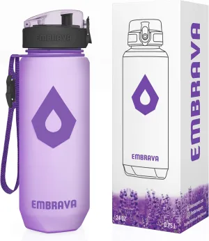 Embrava 24oz BPA-Free Plastic Sports Water Bottle For Gym, Yoga, Running