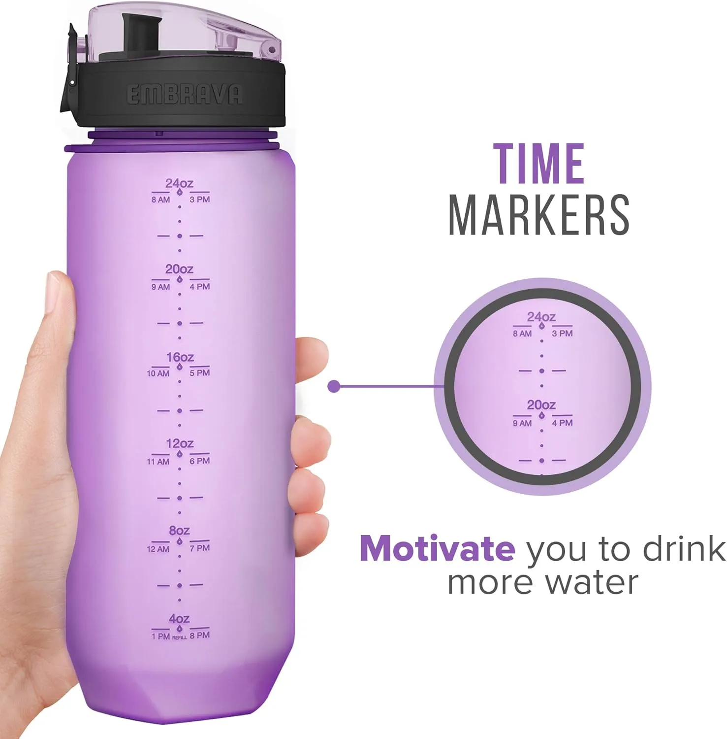Embrava 24oz BPA-Free Plastic Sports Water Bottle For Gym, Yoga, Running