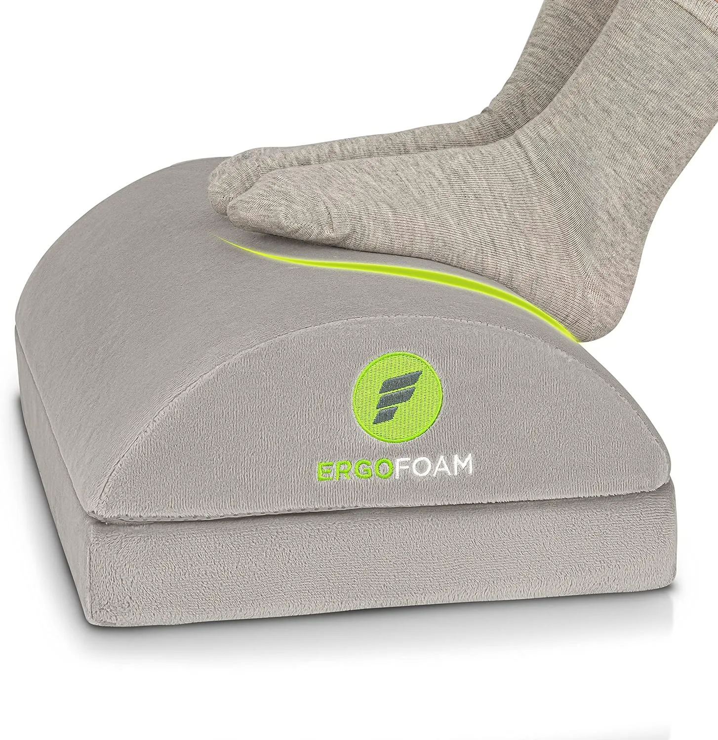 ErgoFoam Foot Rest for Under Desk at Work - Chiropractor Endorsed 2in1 Adjustable Premium Under Desk Footrest - Ergonomic Desk Foot Rest with High-Density Compression-Resistant Velvet Soft Foam (Grey)