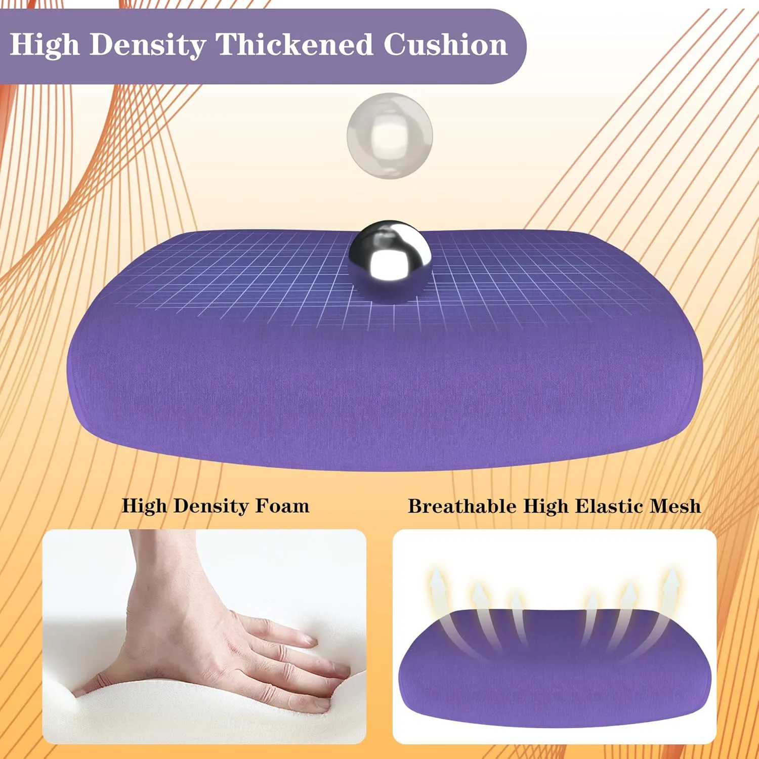 Ergonomic Office Chair for Long Hours & Back Pain Relief – Adjustable Lumbar Support & Headrest, High-Density Foam Cushion, Flip-Up Armrests, Perfect for Work & Study, Purple