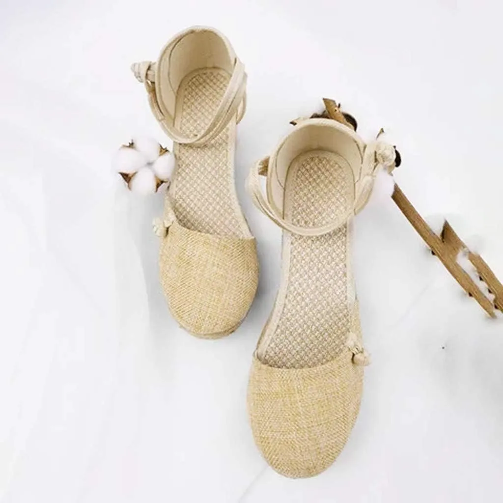 Espadrille Wedge,Womens Wedges Sandals Espadrilles Platform Closed Open Toe Ankle Strap Slingback Summer Casual Lace Up Buckle Retro Ankle-Tie Classic Low Heel 2025 Beach Dress Wedge Shoes
