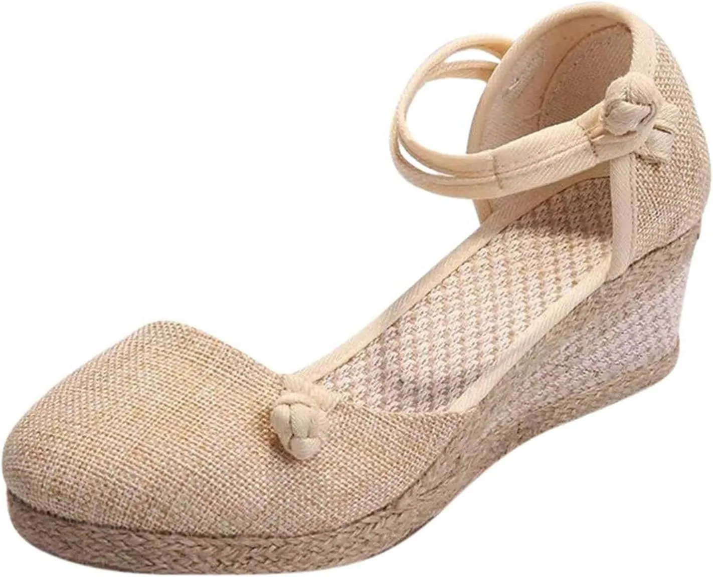 Espadrille Wedge,Womens Wedges Sandals Espadrilles Platform Closed Open Toe Ankle Strap Slingback Summer Casual Lace Up Buckle Retro Ankle-Tie Classic Low Heel 2025 Beach Dress Wedge Shoes