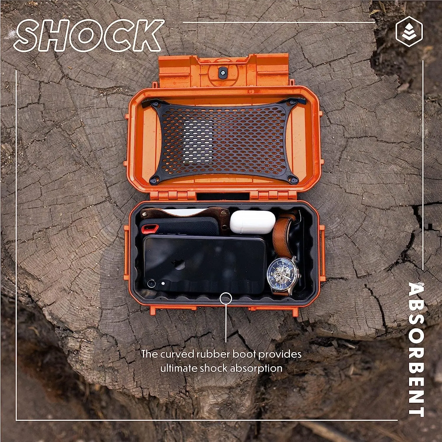 Evergreen 56 ToughBox - EDC Dry Box Protective Case USA Made for Organization of Cameras, Phones, Camping, Fishing, Hiking, Water Sports (National Park - Orange Yosemite)