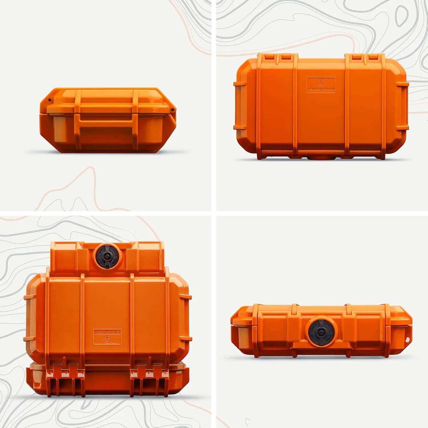 Evergreen 56 ToughBox - EDC Dry Box Protective Case USA Made for Organization of Cameras, Phones, Camping, Fishing, Hiking, Water Sports (Orange)