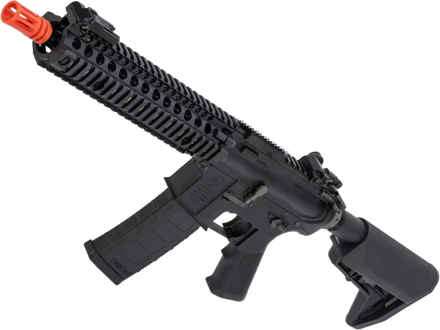 Evike Airsoft - EMG Custom Built Colt Licensed M4 SOPMOD Block 2 AEG Airsoft Rifle with Daniel Defense Rail System (Model: 9.5" MK18-350 FPS/Black)