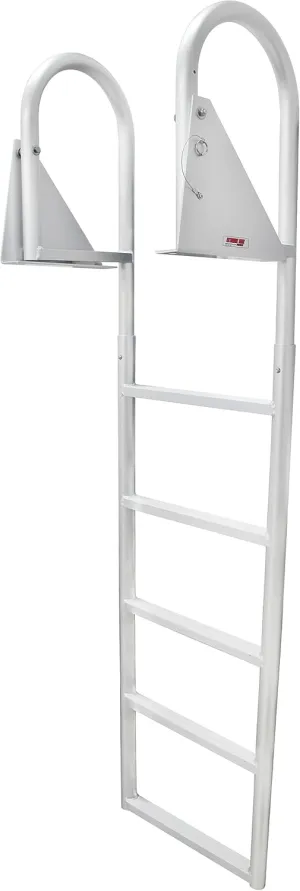 Extreme Max 3005.3476 Heavy-Duty Aluminum Flip-Up Dock Ladder with Comfort Use Round Tube Frame and 21" Wide Steps - 5-Step, 300 lbs. Weight Capacity