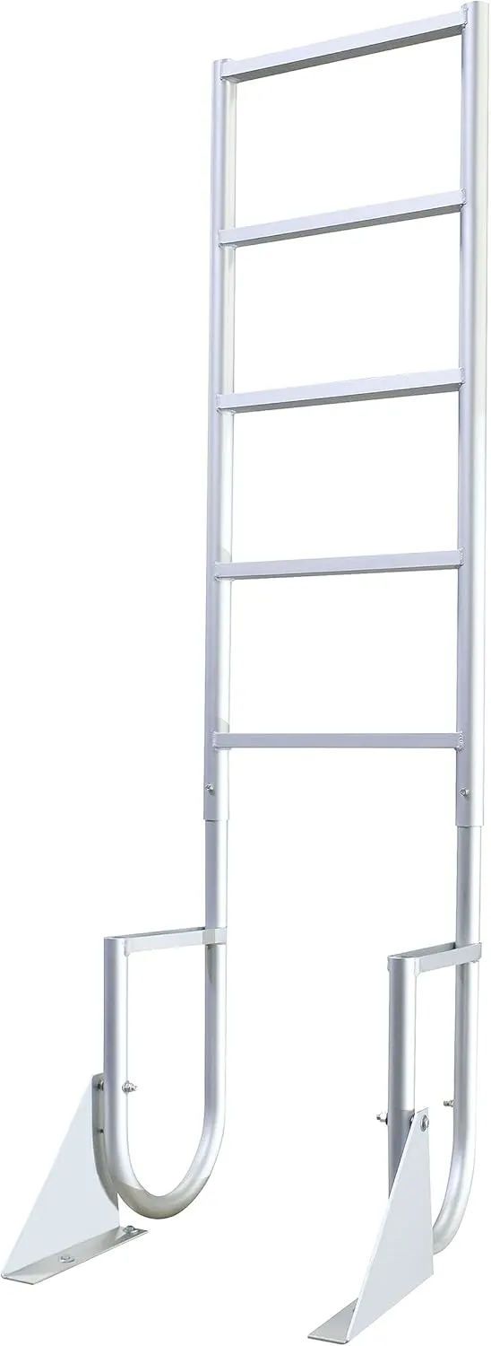 Extreme Max 3005.3476 Heavy-Duty Aluminum Flip-Up Dock Ladder with Comfort Use Round Tube Frame and 21" Wide Steps - 5-Step, 300 lbs. Weight Capacity