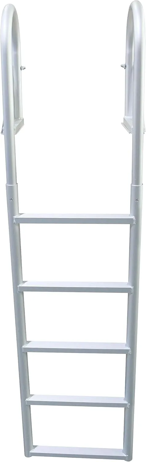 Extreme Max 3005.3476 Heavy-Duty Aluminum Flip-Up Dock Ladder with Comfort Use Round Tube Frame and 21" Wide Steps - 5-Step, 300 lbs. Weight Capacity