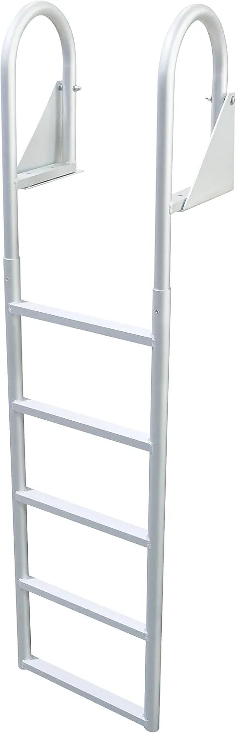 Extreme Max 3005.3476 Heavy-Duty Aluminum Flip-Up Dock Ladder with Comfort Use Round Tube Frame and 21" Wide Steps - 5-Step, 300 lbs. Weight Capacity