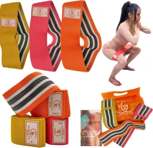 Fabric Resistance Bands for Working Out - Unbreakable Booty Bands Set - Exercise Bands for Resistance, Yoga, Pilates, Rehab and Home Workouts - Leg Workout for Women and Men