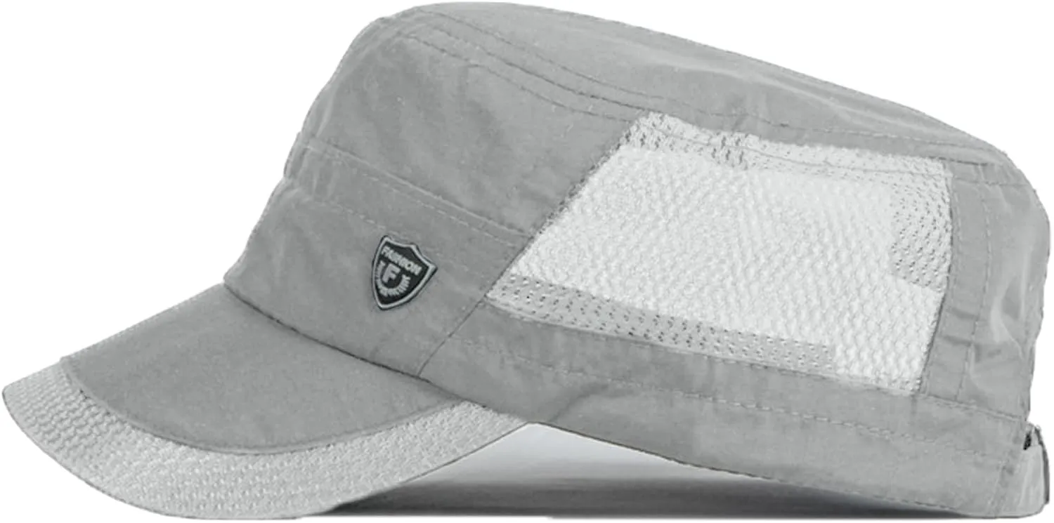 FASHIXD Mesh Military Cap Summer Army Hats for Men Quick Qry Short Bill Hat Cadet Cap