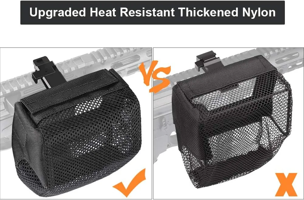 Feyachi Heat Resistant Brass Catcher for AR15 Thickened Nylon Cartridge Casing Shell Catcher Net with Quick Release Zipper, Picatinny Rail Mount - Holds 100  .223/5.56 & .308 Casings