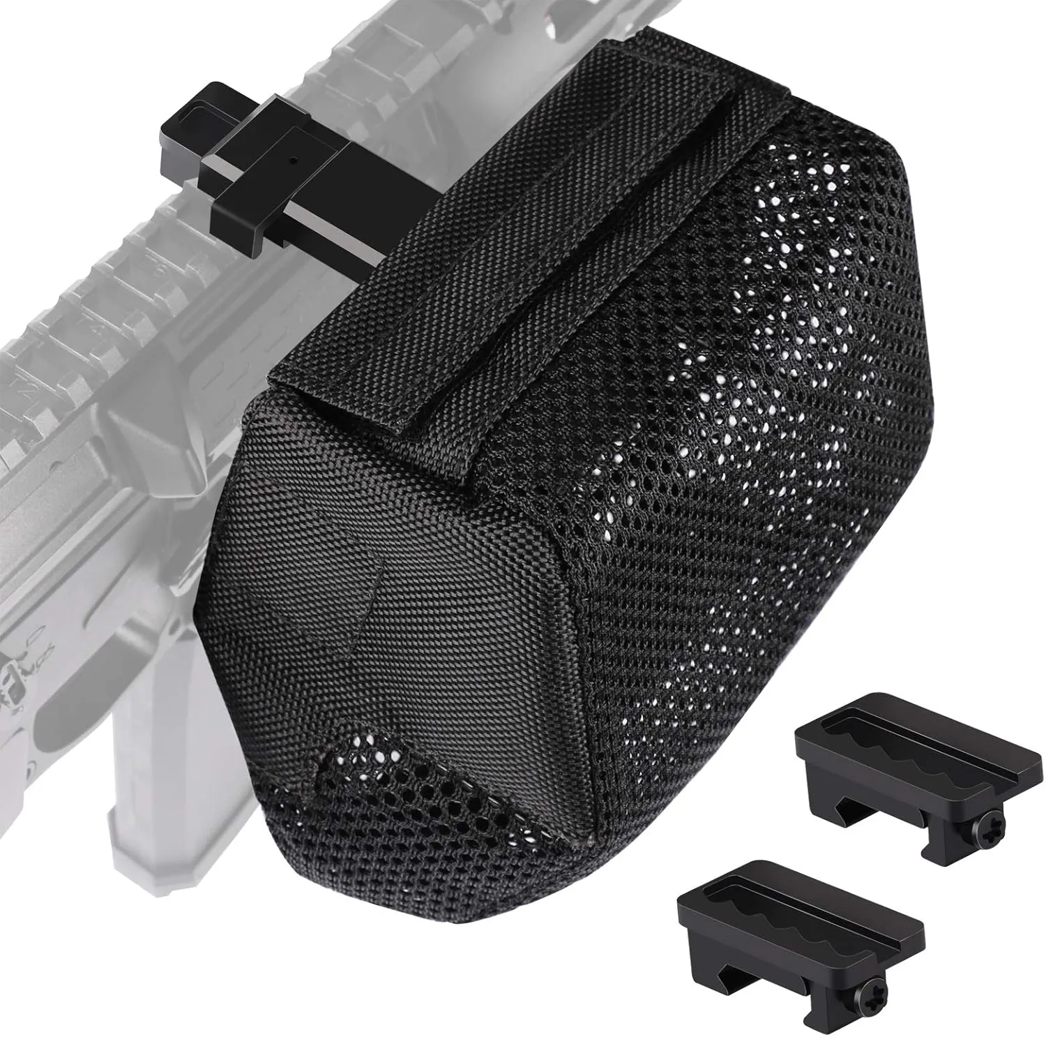 Feyachi Heat Resistant Brass Catcher for AR15 Thickened Nylon Cartridge Casing Shell Catcher Net with Quick Release Zipper, Picatinny Rail Mount - Holds 100  .223/5.56 & .308 Casings