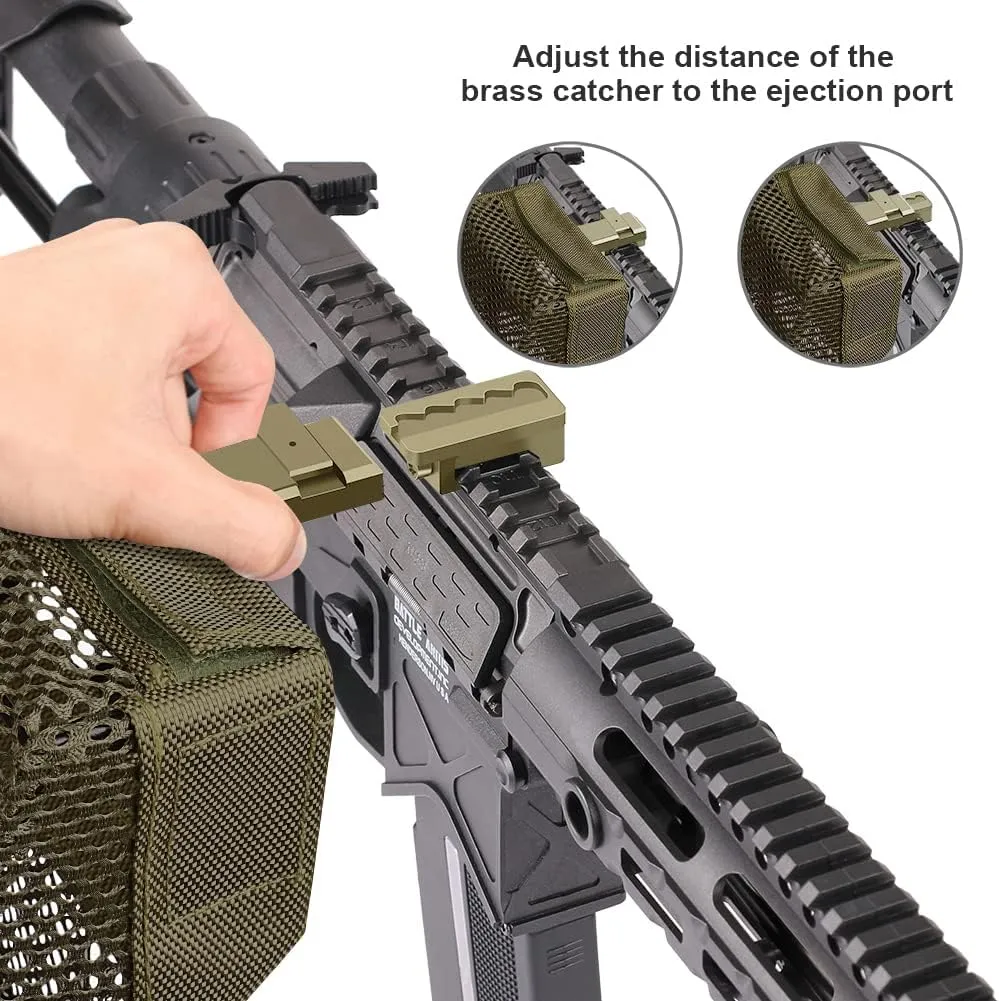 Feyachi Heat Resistant Brass Catcher for AR15 Thickened Nylon Cartridge Casing Shell Catcher Net with Quick Release Zipper, Picatinny Rail Mount - Holds 100  .223/5.56 & .308 Casings