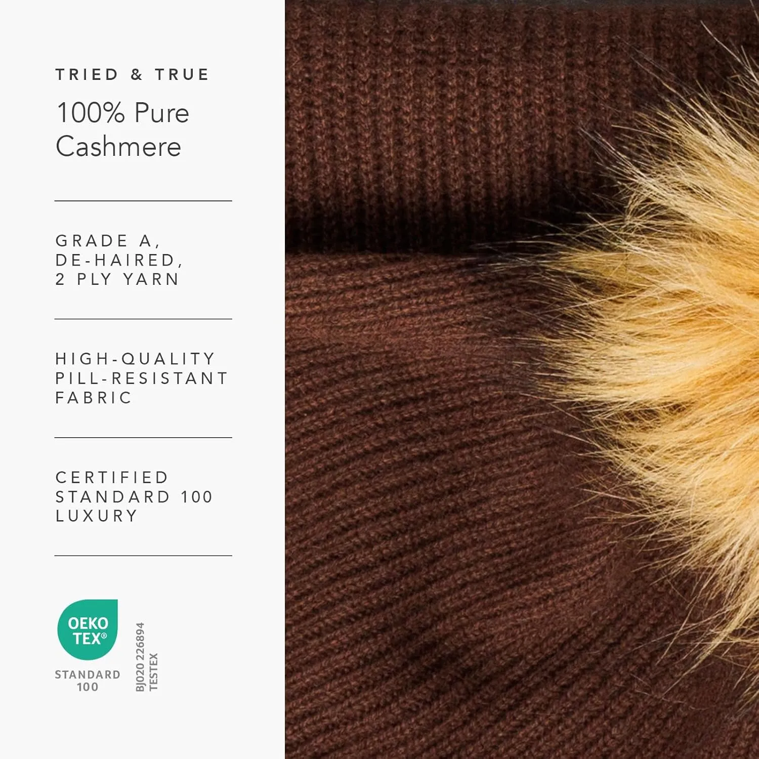 Fishers Finery Women's 100% Cashmere Beanie Hat with Pom