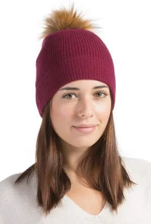 Fishers Finery Women's 100% Cashmere Beanie Hat with Pom