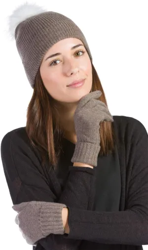 Fishers Finery Women's 100% Cashmere Pom Hat and Glove Set; with Gift Box