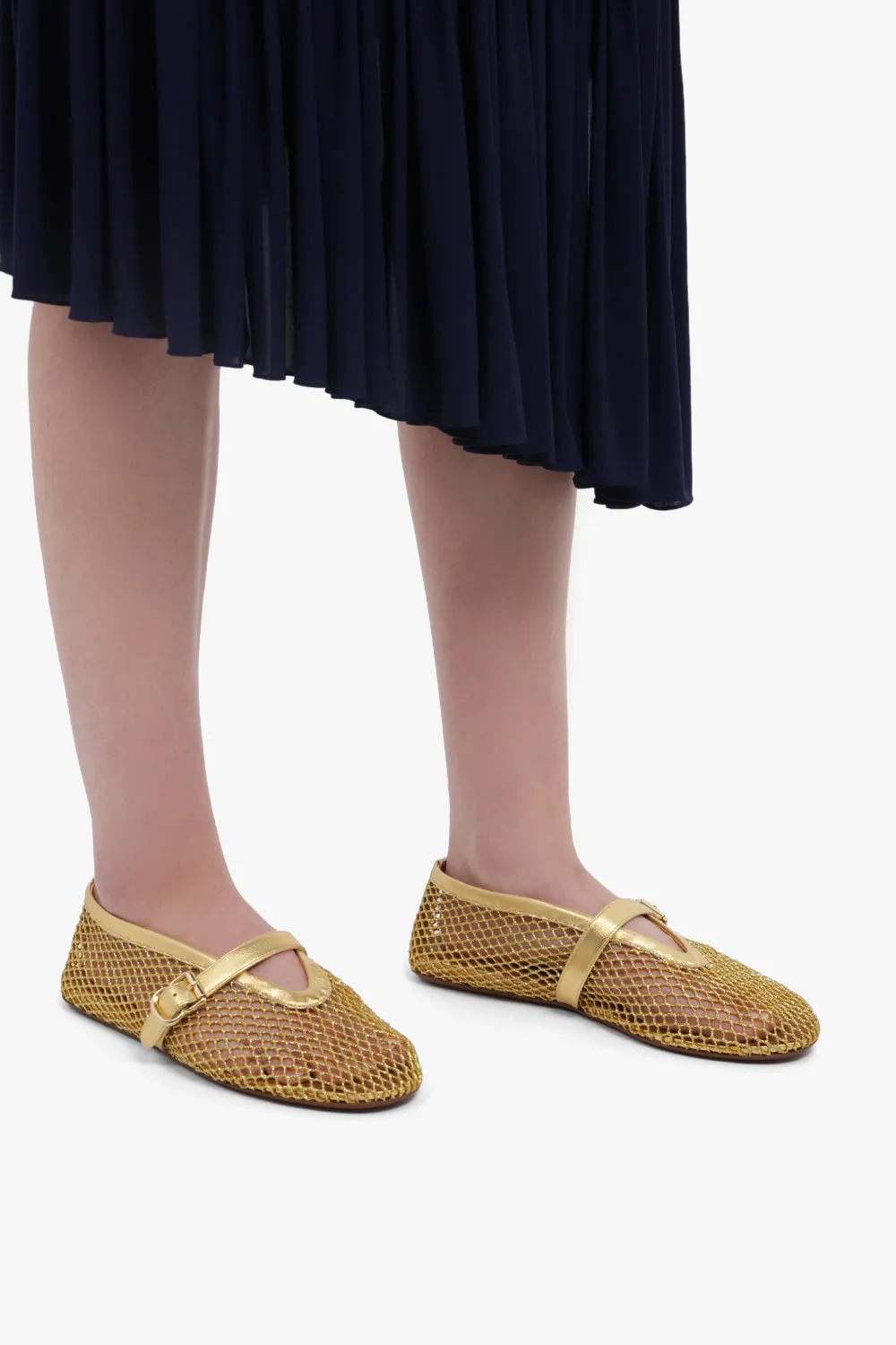 Fishnet Mesh Ballet Flat | Gold