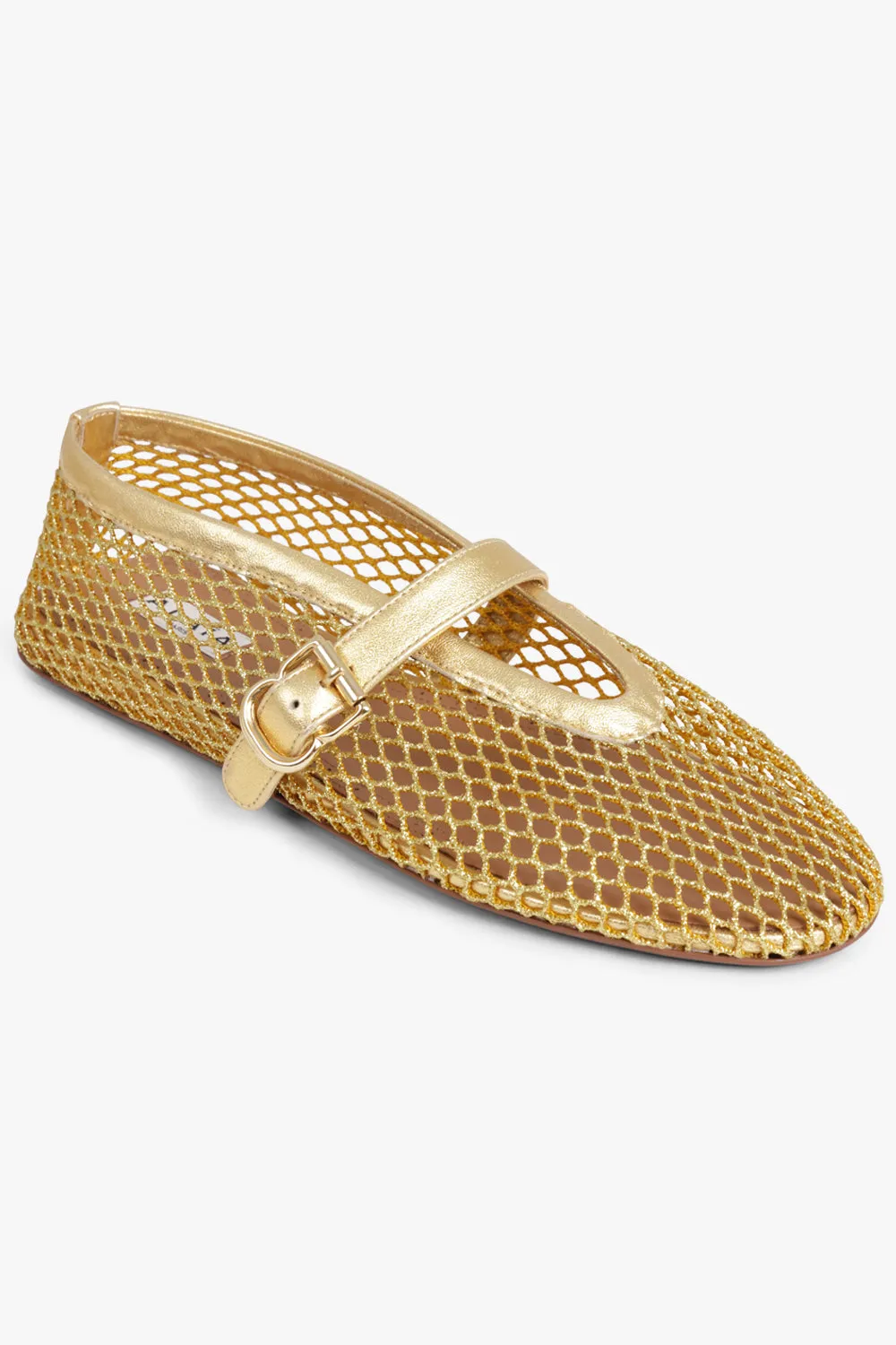 Fishnet Mesh Ballet Flat | Gold
