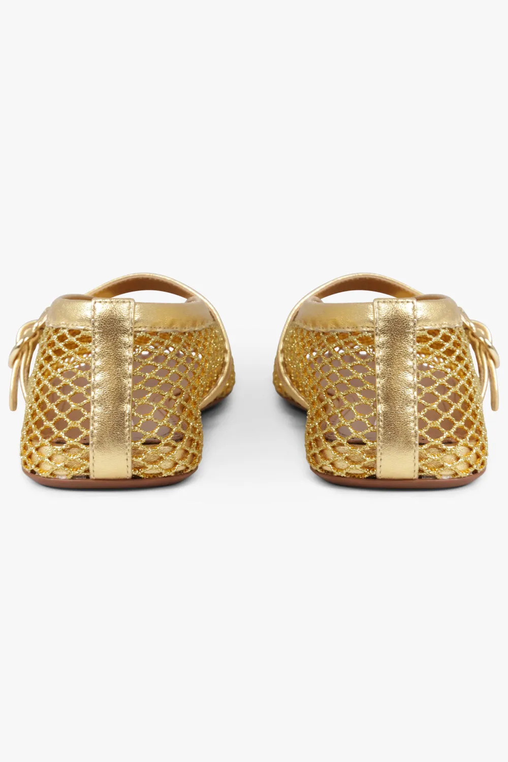 Fishnet Mesh Ballet Flat | Gold