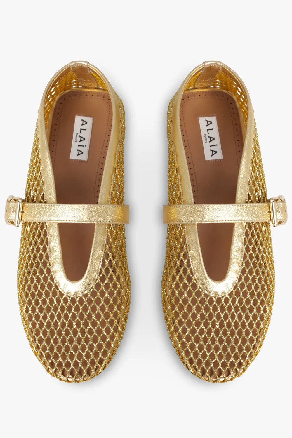 Fishnet Mesh Ballet Flat | Gold
