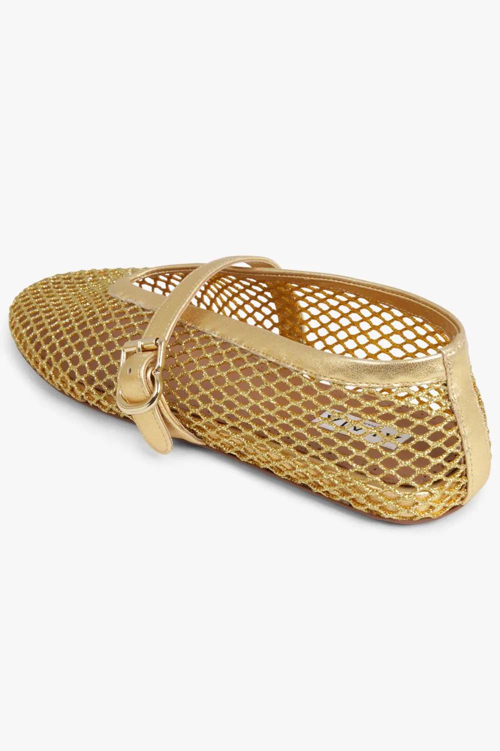 Fishnet Mesh Ballet Flat | Gold