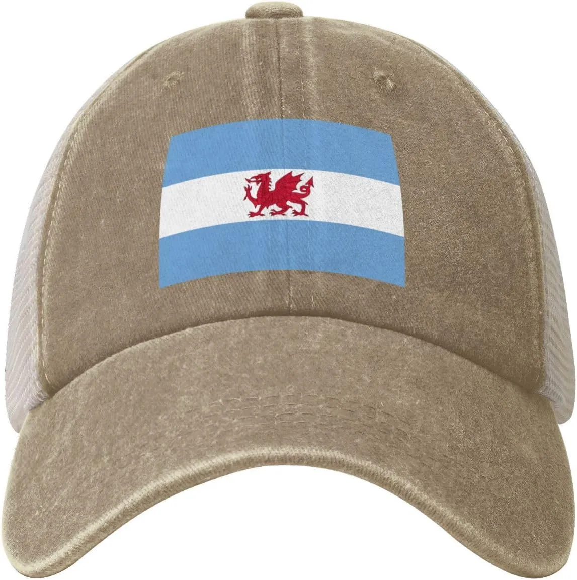 Flag of The Welsh Colony in Patagonia Baseball Cap Women Men Mesh Back Denim Hat Vintage Trucker Hats Dad Caps