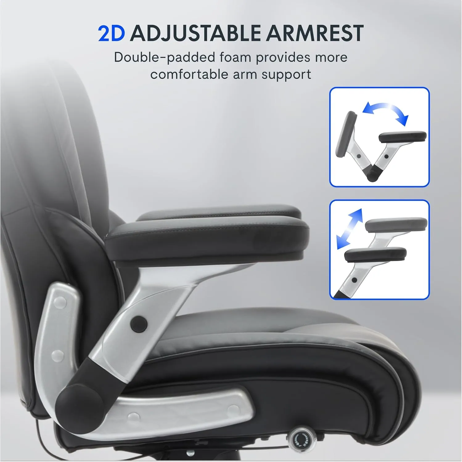 FLEXISPOT Big and Tall Office Chair with Flip Arms, 600LBS Heavy Duty Office Chair for Heavy People, Wide Plus Size Chair with Inflatable Adjustable Lumbar Support Quiet Rubber Wheels, Velvet, Blue